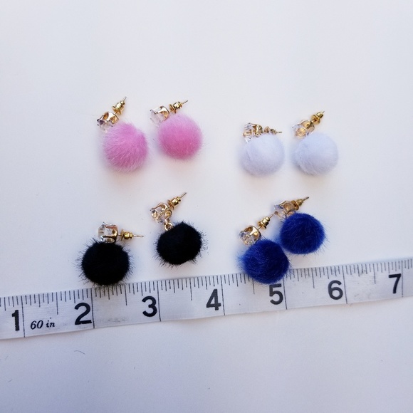 Pom Pom Fuzzy Round Ball Drop Dangling - Picture 2 of 6